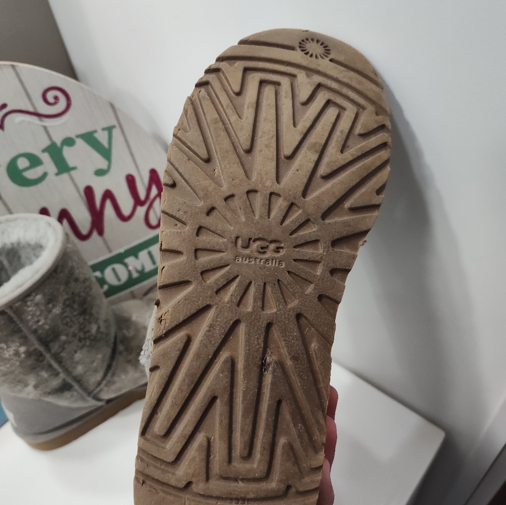 Rare Vintage Y2K UGG Australia Mid Calf Signature Monogram Suede Boots, 9 - Picture 14 of 16